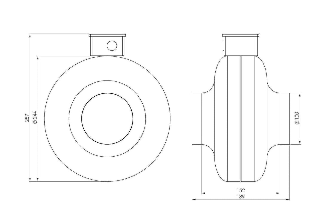 Steinberg14 Rohrventilator 100mm Rohrlüfter Abluftventilator Lüftung Lüfter 379m³ A Ø 100mm Rohrvent