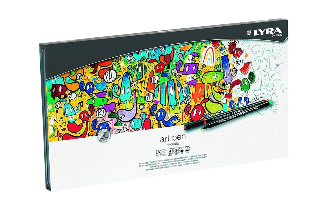 LYRA 6751500 Art Pen Faserstifte, Fasermaler, farbig sortiert, 33,7 x 19 x 2 cm 50 Faserstifte, 50 F