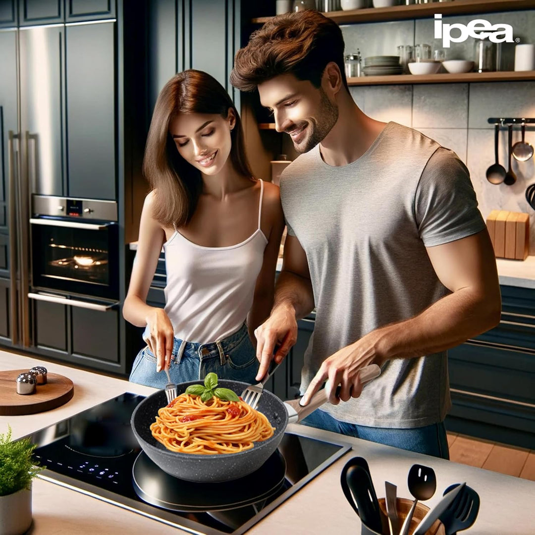 IPEA Antihaft-Pfanne für Nudeln und Frittieren – Induktion und Gasherd – 22 cm – Wok – Antihaft-Pfan