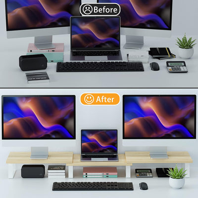 Aothia Gross Monitorständer,2- oder 3-Monitor Stand,Bildschirmerhöhung mit verstellbarer Länge und W