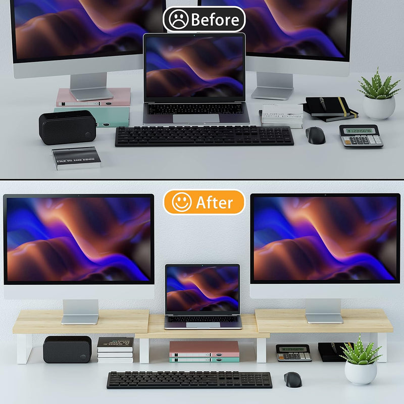 Aothia Gross Monitorständer,2- oder 3-Monitor Stand,Bildschirmerhöhung mit verstellbarer Länge und W