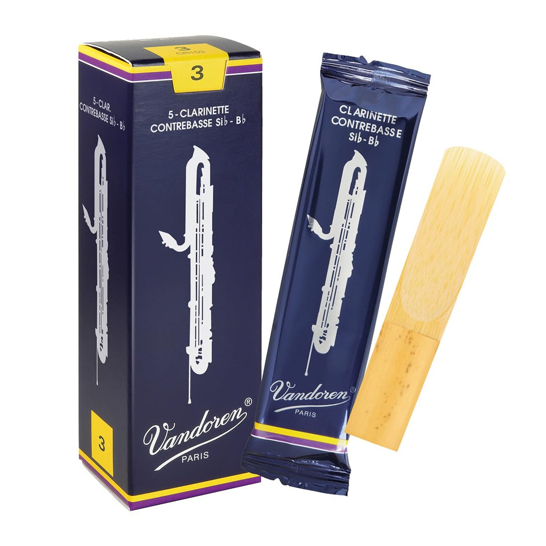 Vandoren CR153 Traditional Kontrabass-Klarinetten Blätter, 5 Einheiten Stärke 3, Stärke 3