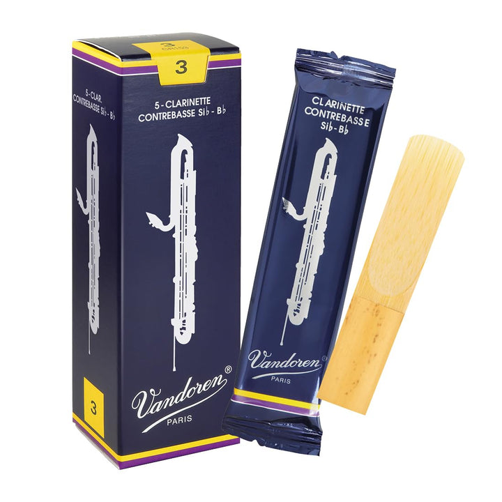 Vandoren CR153 Traditional Kontrabass-Klarinetten Blätter, 5 Einheiten Stärke 3, Stärke 3