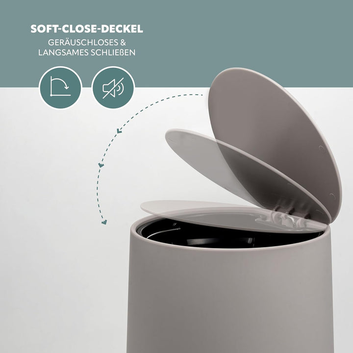 eluno Kosmetikeimer TESERO mit Soft-Touch Oberfläche, Treteimer 4 Liter Fassungsvermögen, mit Soft-C