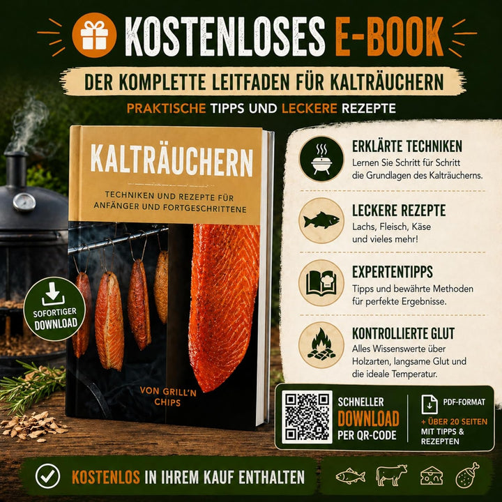 Kaltrauchgenerator/Räucherschnecke für Räucherofen Fleisch und Fisch + 1,3 kg Räuchermehl Buche + 4