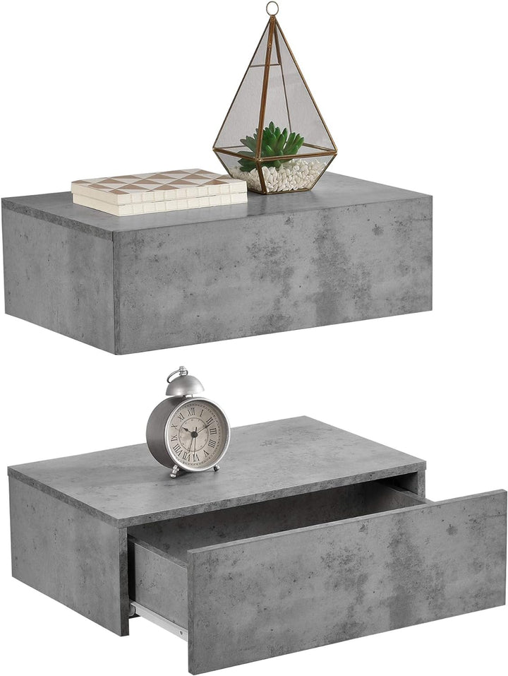 [en.casa] Wandregal Oslo mit Schublade 2er Set Nachttisch schwebende Nachtkommode Hängeregal Wandboa