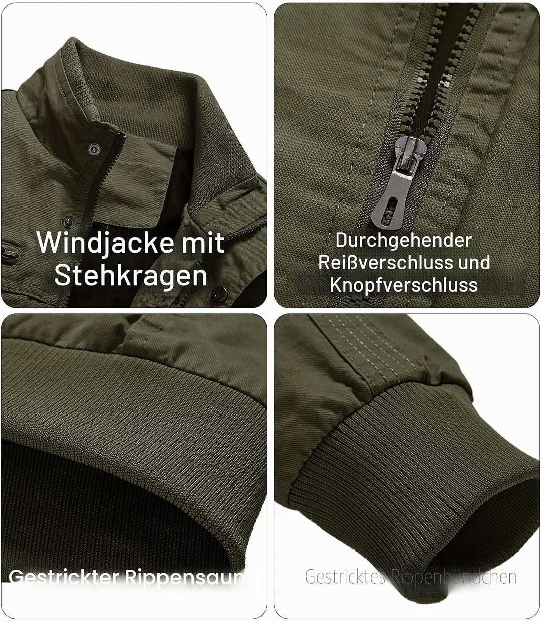 EKLENTSON Herren Arbeitsjacke Workwear Übergangsjacke Cargo Jacke mit Vielen Taschen S Armeegrün #91
