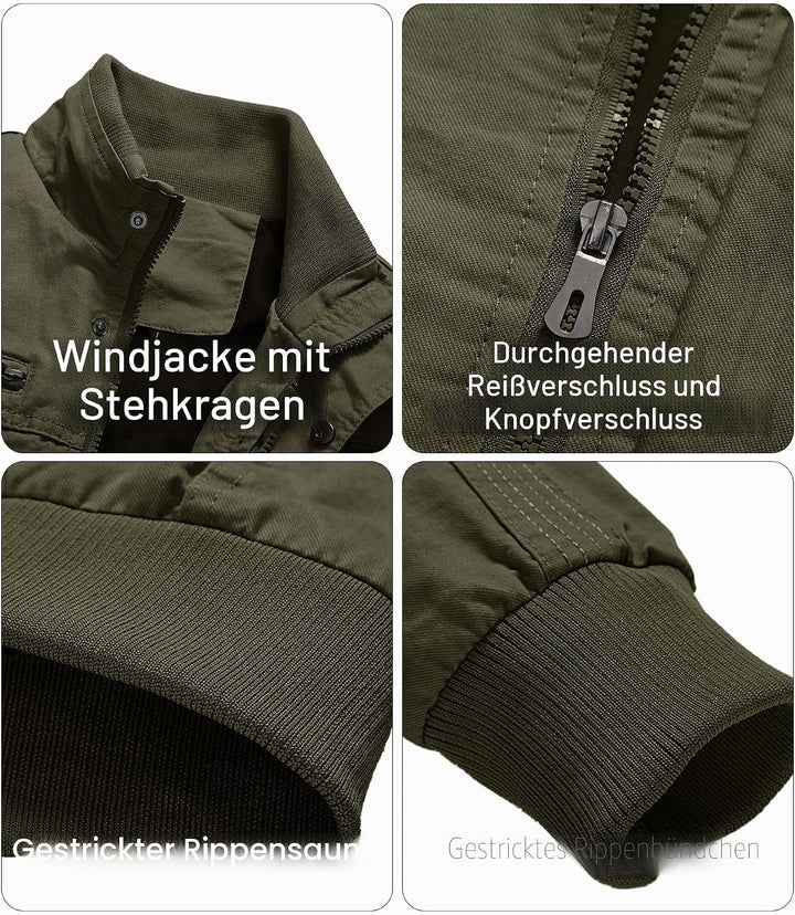 EKLENTSON Herren Arbeitsjacke Workwear Übergangsjacke Cargo Jacke mit Vielen Taschen S Armeegrün #91