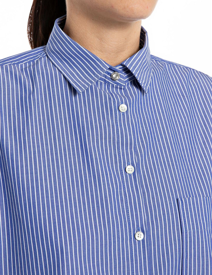 Replay Damen Bluse XXS 010 Blue/White, XXS 010 Blue/White