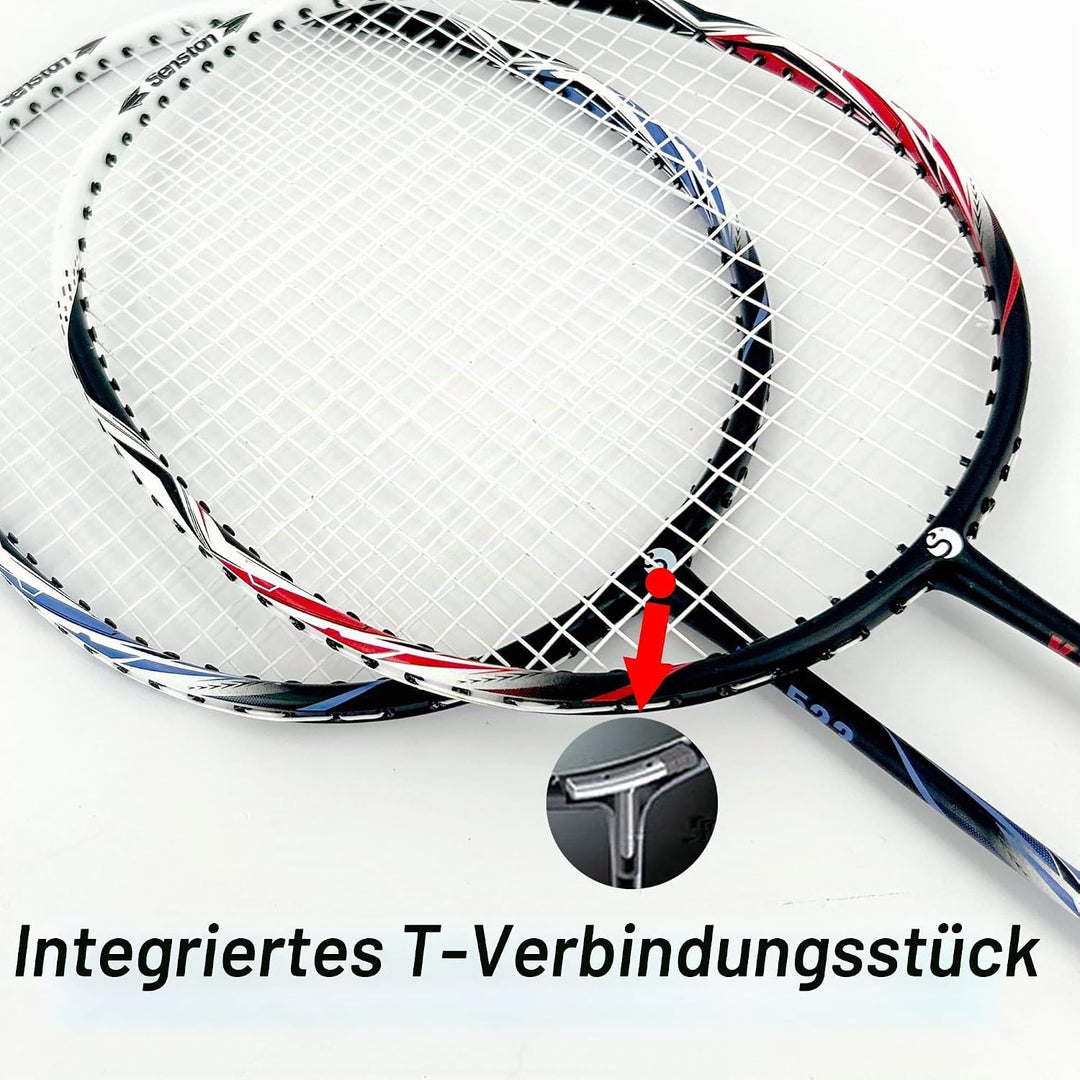 Senston Graphit Badminton-Set Leichtgewicht Badmintonschläger mit Schlägertasche Badminton Schläger