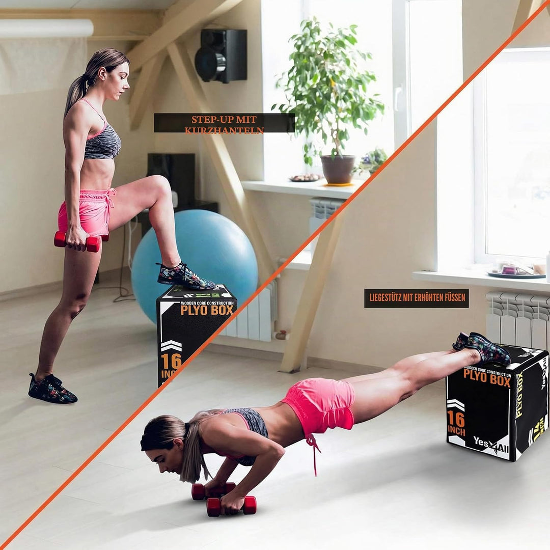 Yes4All 3 in 1 Soft Plyo Box mit Holzkern, Sprungbox, Plyometric Box Plattform für Sprungtraining, H