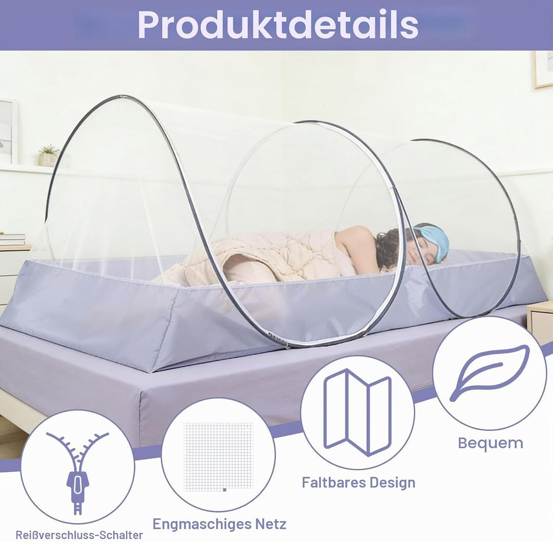 Moskitonetz Bett, Pop Up Moskitonetz Bettzelt Faltbares für Einzelbett, Kinder, Outdoor-Camping, Rei