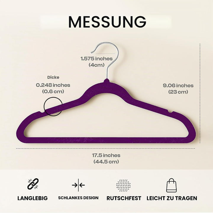 Utopia Home Premium Samt Kleiderbügel - rutschfeste &amp; langlebige Kleiderbügel - 360 Grad drehbare Ha