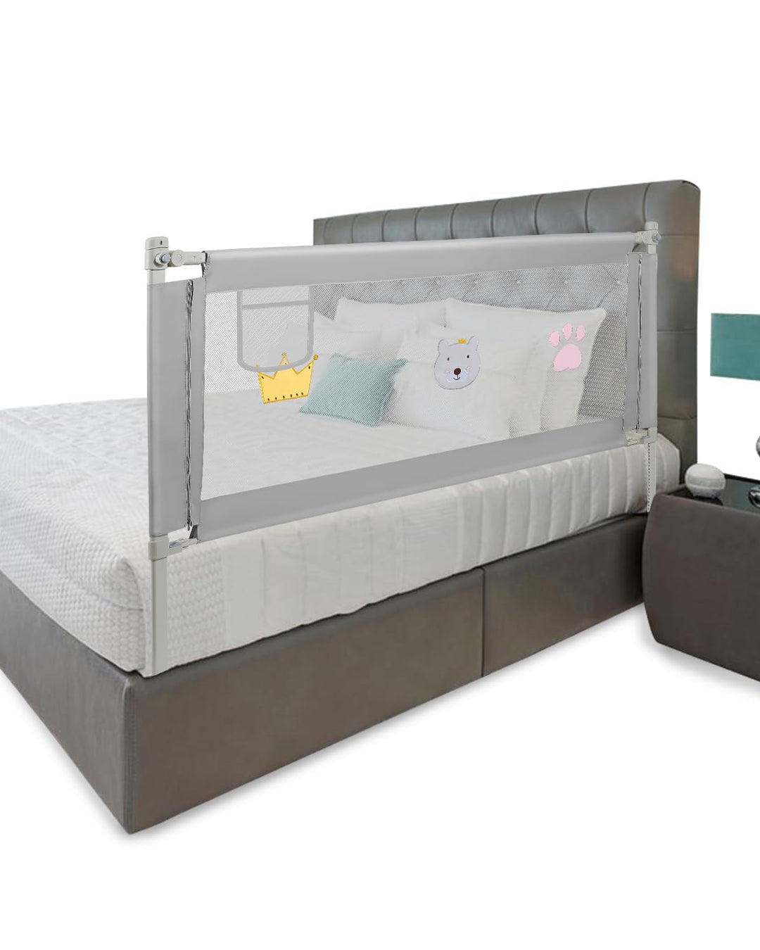 Bettschutzgitter 180×70 cm Rausfallschutz Bett – Bettgitter für Baby &amp; Kleinkind, Unterstange zur Ma