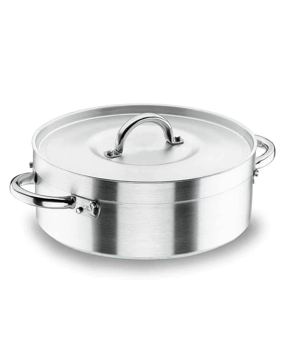 Lacor 20024 Bratentopf mit Deckel 24 cm, Silber niedriger Topf 24 cm, niedriger Topf 24 cm