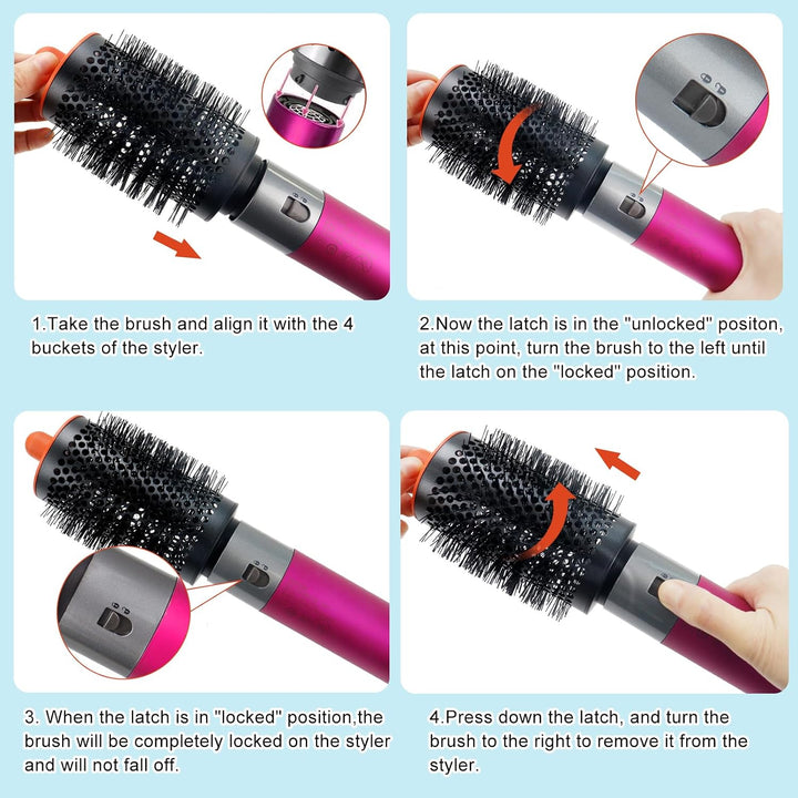 Grosse runde Volumenbürste für Dyson Airwrap Aufsätze, verbesserte Volumenaufsatzbürste für flaches