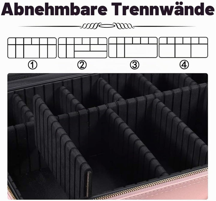Kosmetiktasche, 3 Lagen Grosse Kapazität Professionelle PU Leder Make Up Organizer Tasche wasserdich