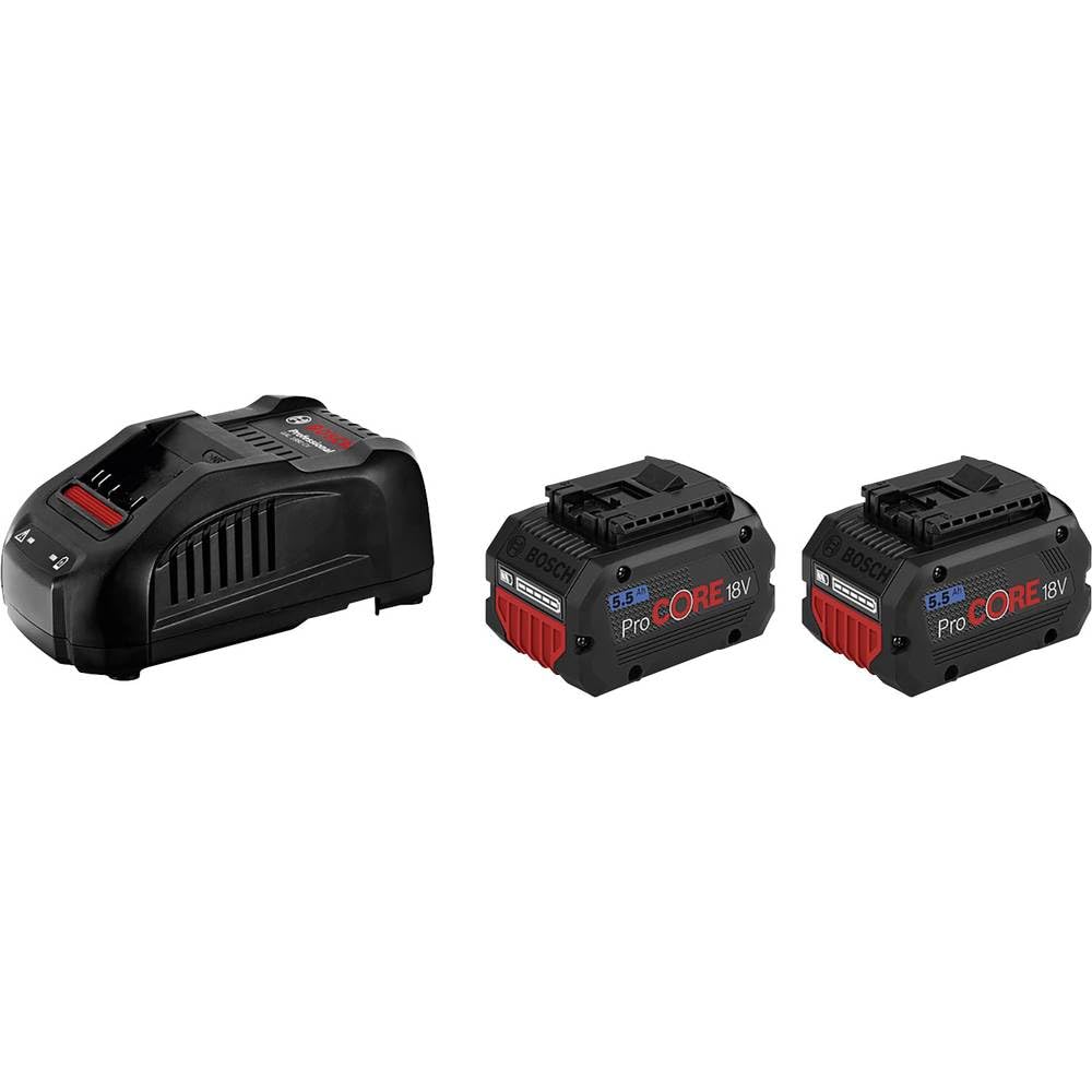 Bosch Professional 18V System Akku-Set: 2x Akku ProCORE18V 5.5 Ah (18V, 955 g) + Ladegerät GAL 1880