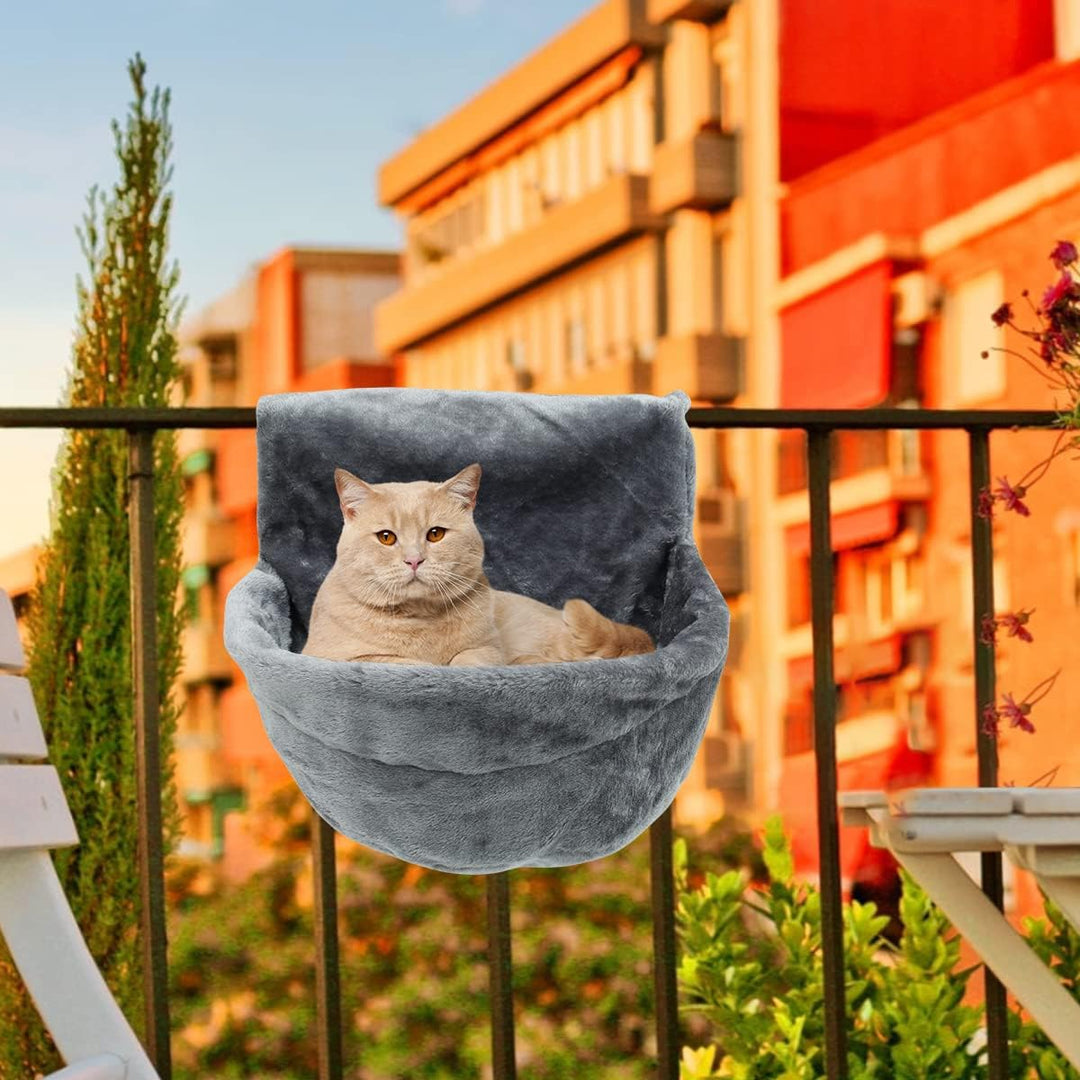 Heizkörperbett für Katzen,Katzenheizungsliege Katzenhängematte für Heizungen Grau Plüschstoffe Faltb