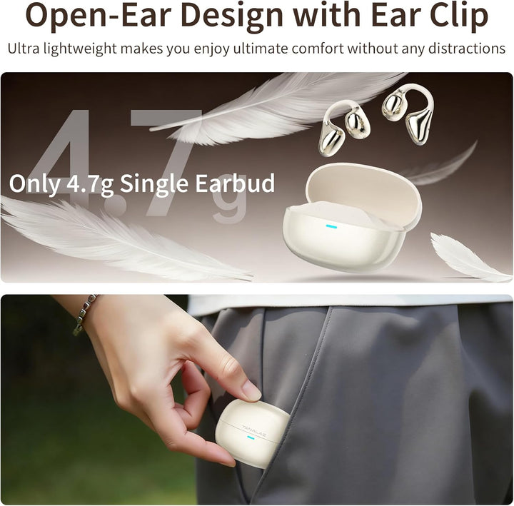 Open-Ear-Kopfhörer I5, Kabellose Bluetooth 6.0 Clip-On-Ohrhörer mit ENC, IPX5 wasserdicht, 36 Std. L