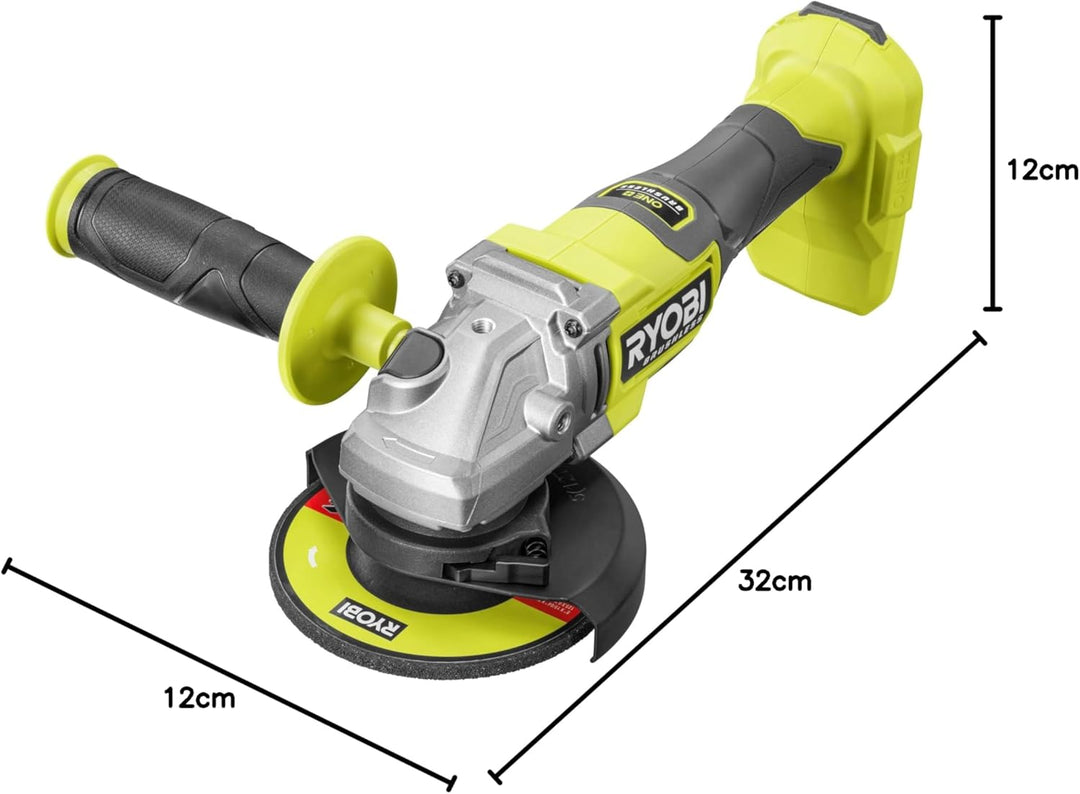 RYOBI 18 V ONE+ Brushless Akku-Winkelschleifer RAG18BL-0, 125mm Scheibendurchmesser, werkzeuglose Sc