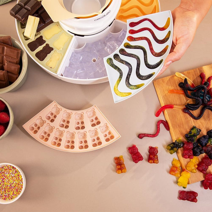 Cecotec Süssigkeitenmaschine - Schokoladenfondue - Gummy Maker Fun&Sugar Gummy. 2-in-1, 40 W, 4 Sili