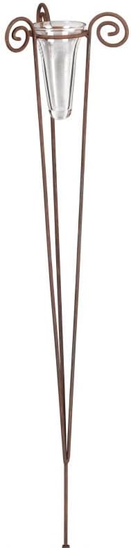 Regenmesser mit Glas Höhe 100 cm 3-Bein Edelrost, Erdspiess 19 cm