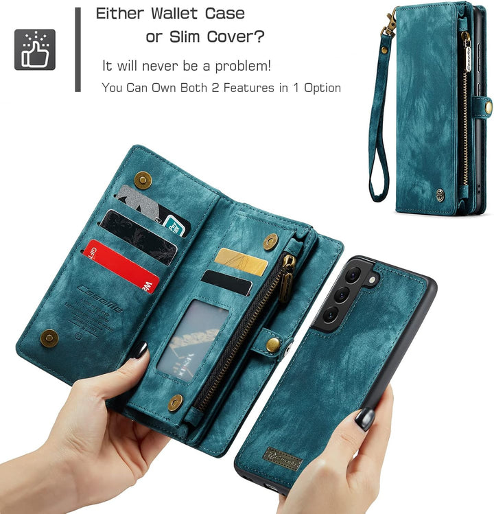 UFinetech 2-in-1 Samsung Galaxy S21 Hülle Tasche Handy Leder TPU Flip Magnetische Ständer Kartenfach