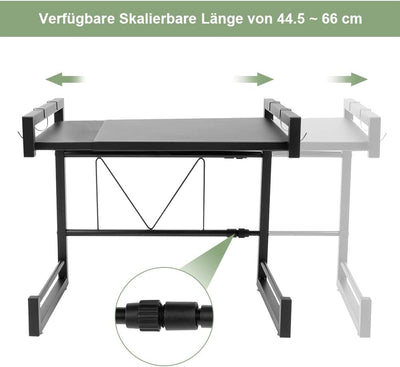 AYNEFY Mikrowellenständer, 2-stufiges Erweiterbares Mikrowellen Regal, Bäckerregal Schwerlast Edeals