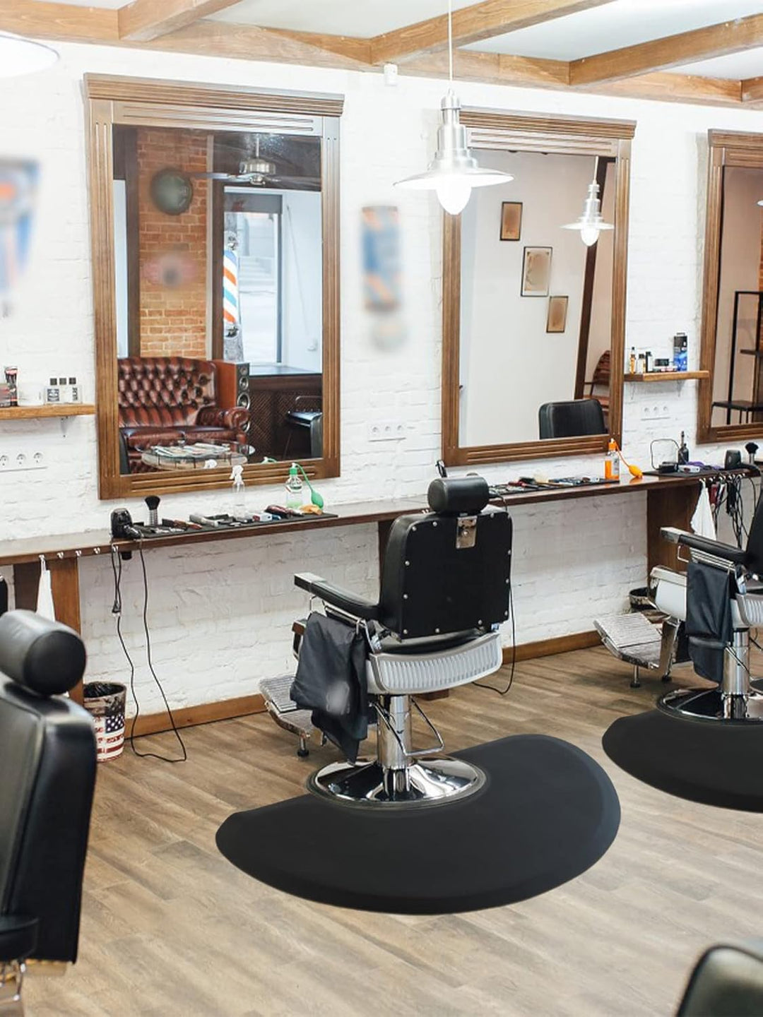 3 Fuss x 5 Fuss Salonmatte, Kalolary Anti Ermüdungs Salon Bodenmatte für Runde Stuhlbasis Friseur Sc