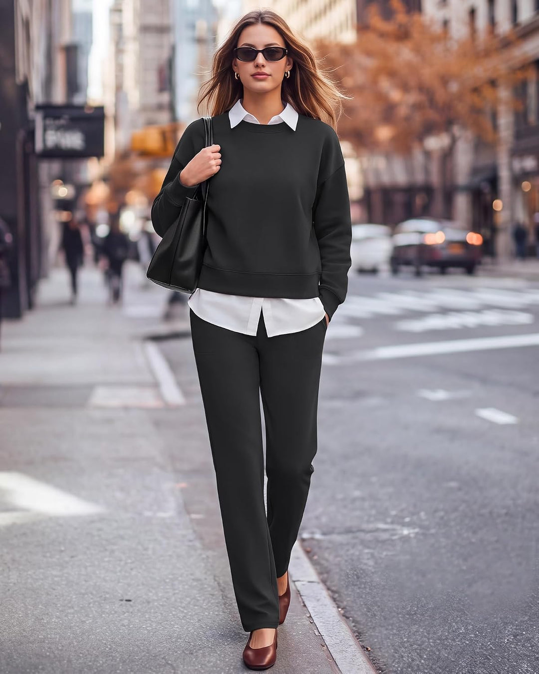 G4Free ShiftReady Yogahose Damen Gerade Bein Elegant Stretch Bequeme Anzughose mit Taschen High Wais