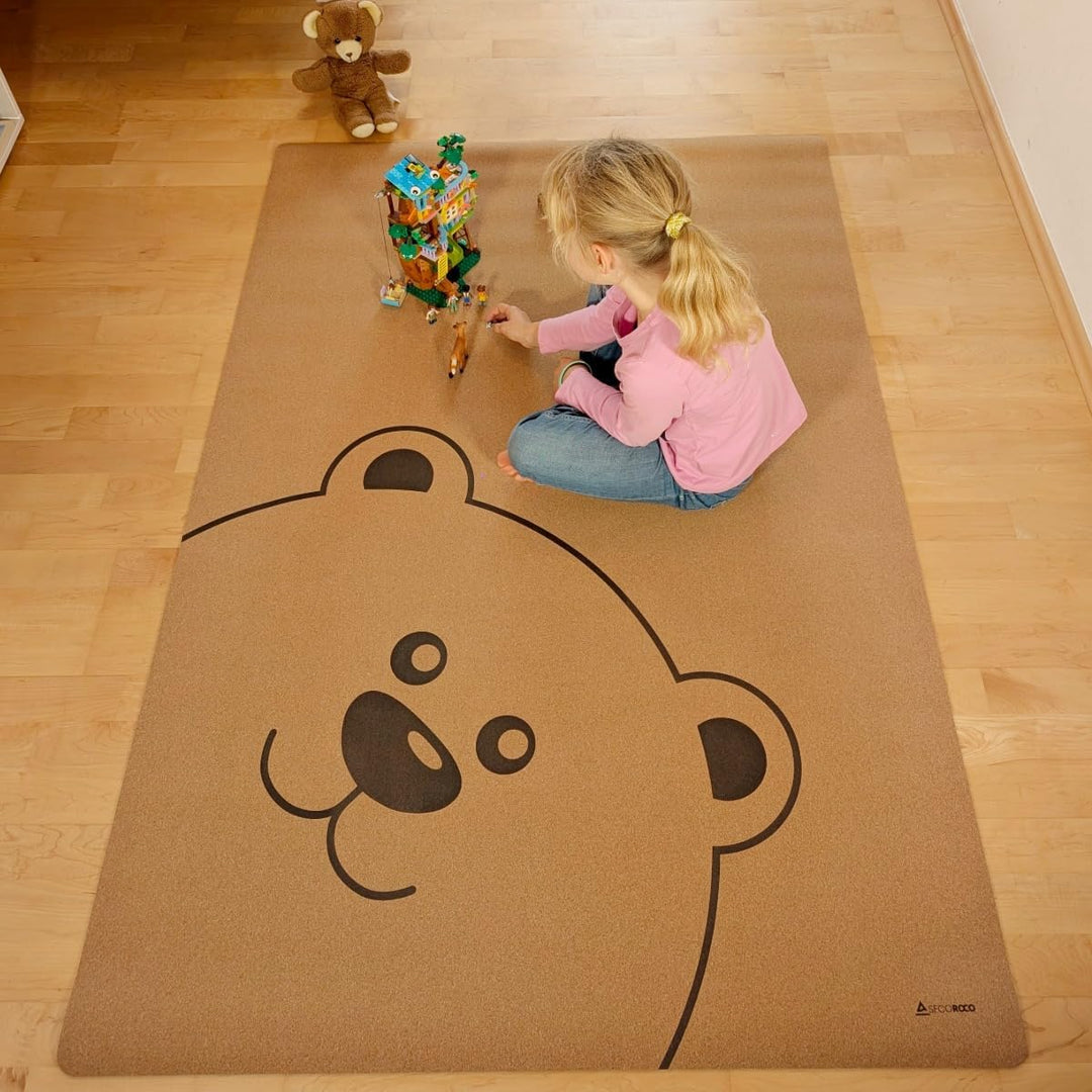 Secoroco Spielmatte aus Kork. Schadstofffreie Krabbelmatte für Babys und Kinder. Teddy 140x110 cm 14
