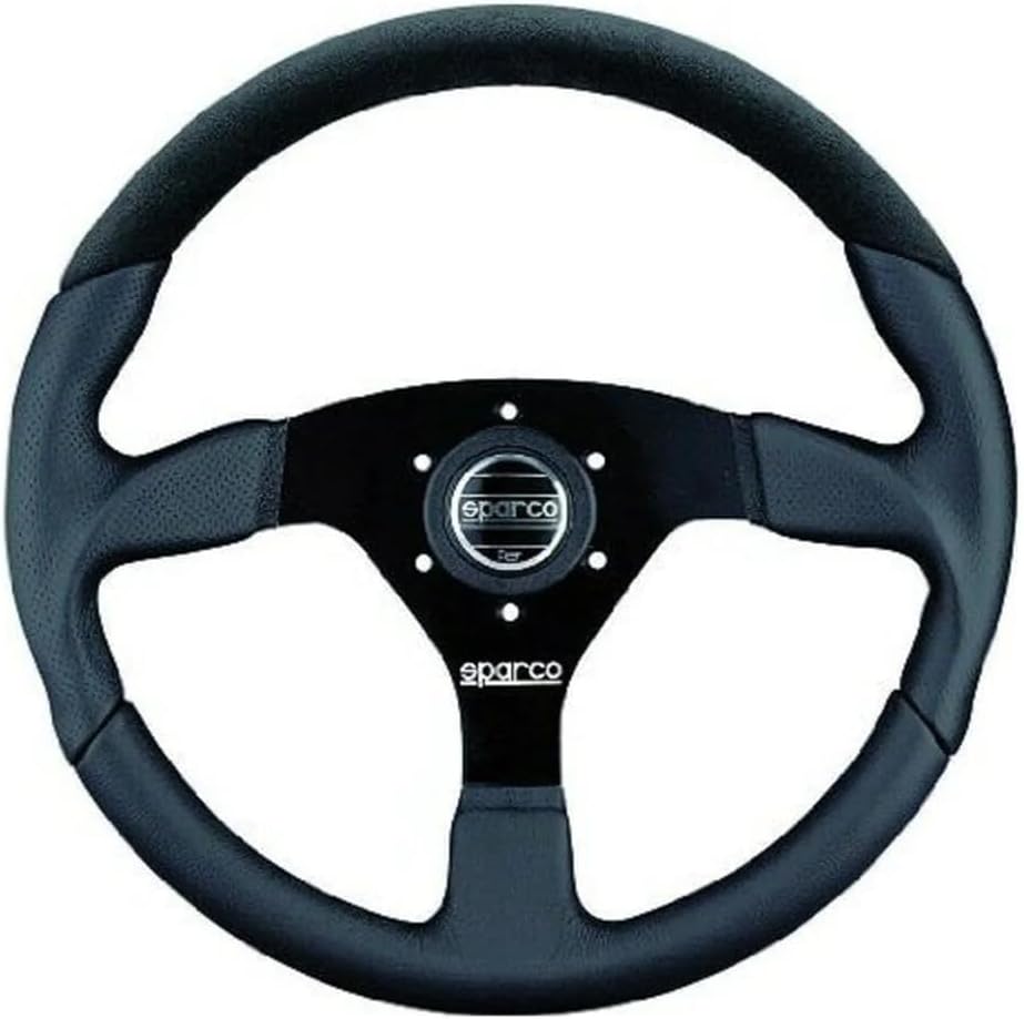 Sparco Universelles Sportlenkrad 'L505' - Schwarz Leder - Diameter 350mm Schwartz, Schwarz