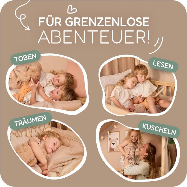 Hausbett Himmel – Aus weichem Musselin in 7 Farben – 100% Bio-Baumwolle – Traumhafte Hausbett Deko &amp;