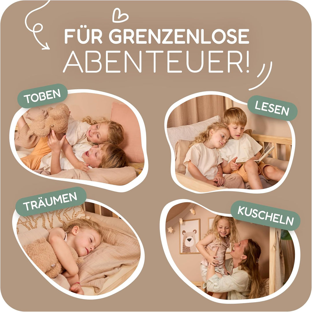 Hausbett Himmel – Aus weichem Musselin in 7 Farben – 100% Bio-Baumwolle – Traumhafte Hausbett Deko &