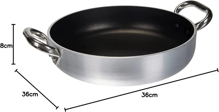Pentole Agnelli FAMA10SEL36 Select Pan Aluminiumpfanne, 2 Edelstahlgriffe, 36 cm, Silber, 36 cm