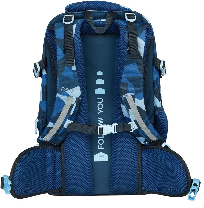 neoxx Active Schulrucksack 3tlg. Set mit Schlamper-Box und Regenschutz-Hülle | Rucksack für die Schu