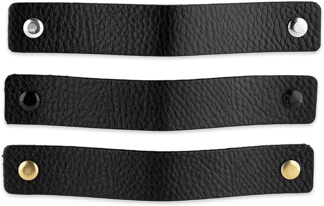 Brute Strength - Ledergriffe für Möbel - Schwarz - 12 Stück - 16,5 x 2,5 cm - Schrankgriff, Türgriff