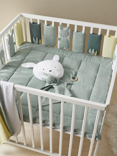 VERTBAUDET Baby Bettumrandung „Frühlingsregen“ Oeko-Tex grün ONE SIZE