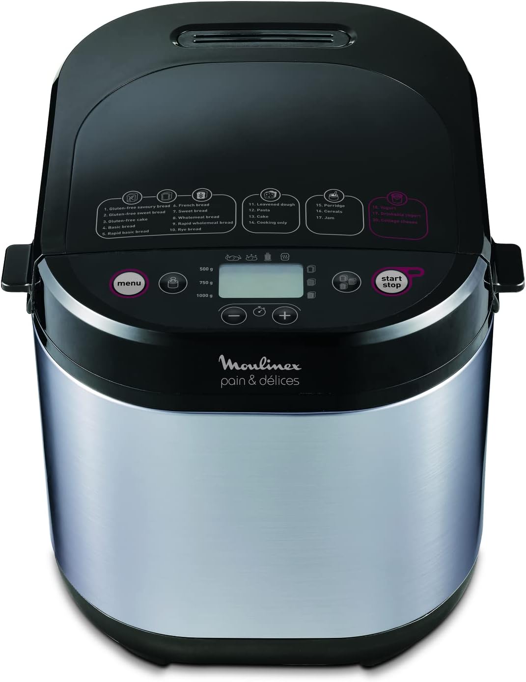 Moulinex Brot/Flower Delight Brotbackautomat mit Funktion Joghurt Metall/schwarz 1 kg