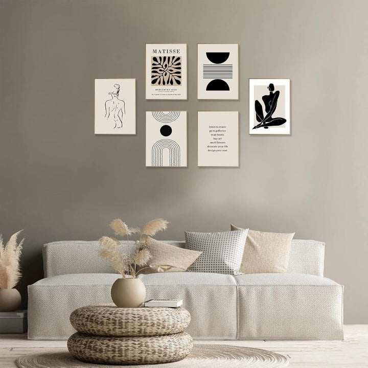 KBKBART Matisse Wandkunstdrucke, abstrakte Matisse-Wandkunst, Ausstellungsposter, schwarz beige Frau