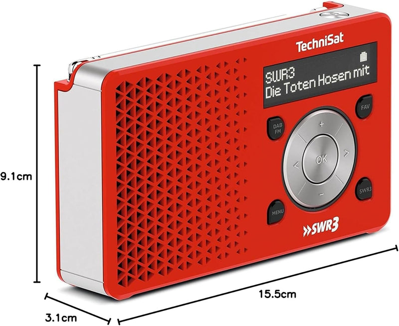 TechniSat Digitradio 1 SWR3-Edition DAB Radio (klein, tragbar, mit Lautsprecher, DAB+, UKW, Favorite