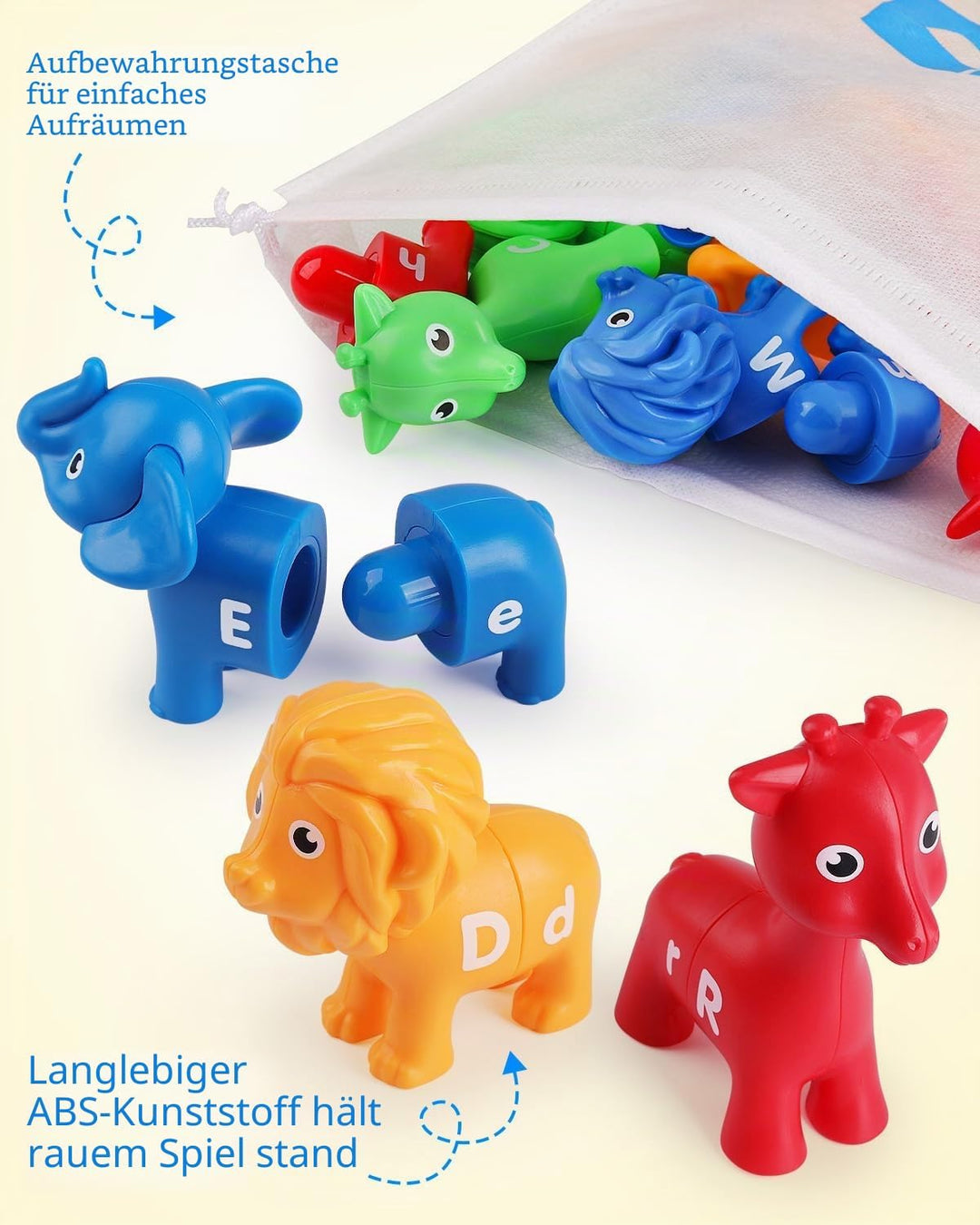 Coogam ABC Animal Letter Matching Spiel, 26PCS Gross- und Kleinschreibung Fein-Sport-Spielzeug, Vors