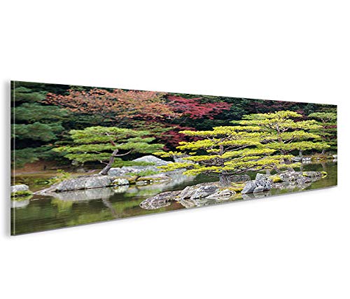 islandburner Bild Bilder auf Leinwand Japanischer Garten V2 Panorama XXL Poster Leinwandbild Wandbil