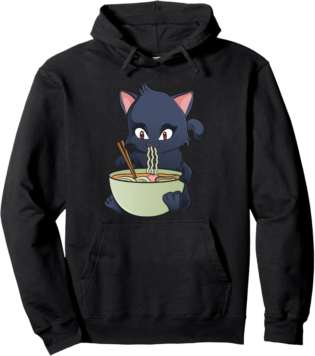 Kawaii Cat Ramen Anime Kitty Pullover Hoodie