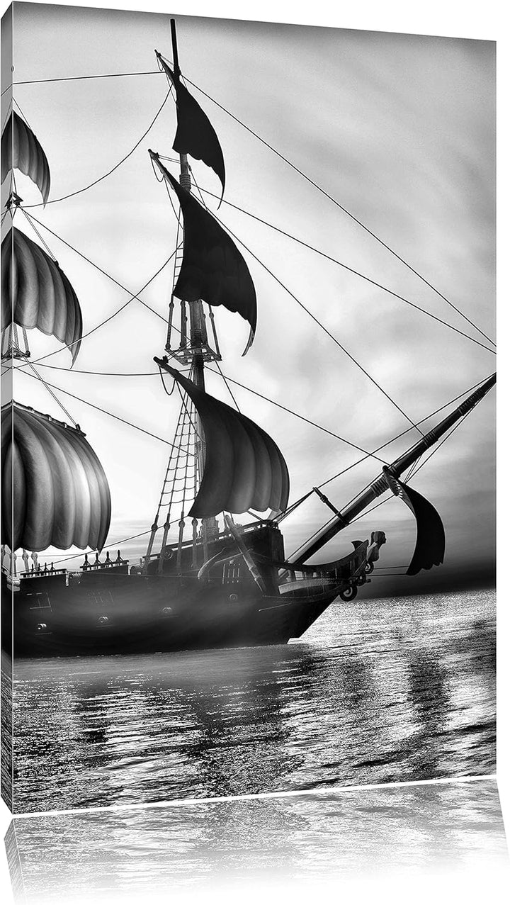 Pixxprint Altes Segelschiff 100x70cm Leinwandbild Wandbild Kunstdruck, 100x70