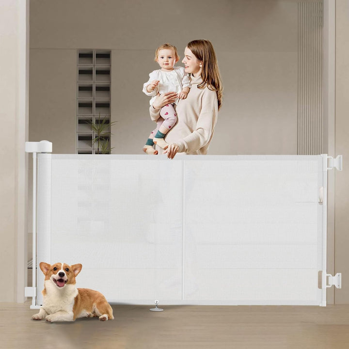 Treppenschutzgitter Einziehbares Babygitter für Treppen, Erweiterbar auf bis zu 200 cm breites Hunde