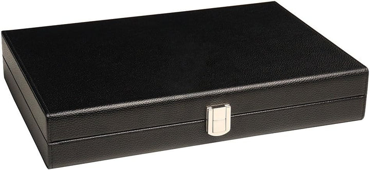 Backgammon-Set, 33 cm, Reisegrösse, schwarzes Brett, weisse und Rum-Punkte