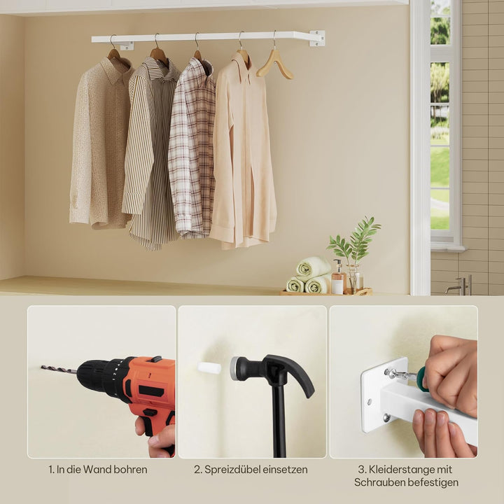 eSituro Kleiderstange Wandmontage, Garderobe Rohr industrial, für Flur Küche Wohnzimmer Badezimmer,
