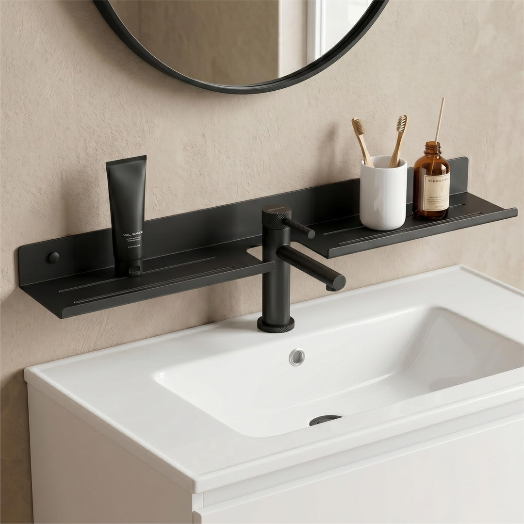 doporro Waschbecken Ablage 60 cm über dem Wasserhahn, Badezimmer Regal ohne Bohren oder zum Bohren,